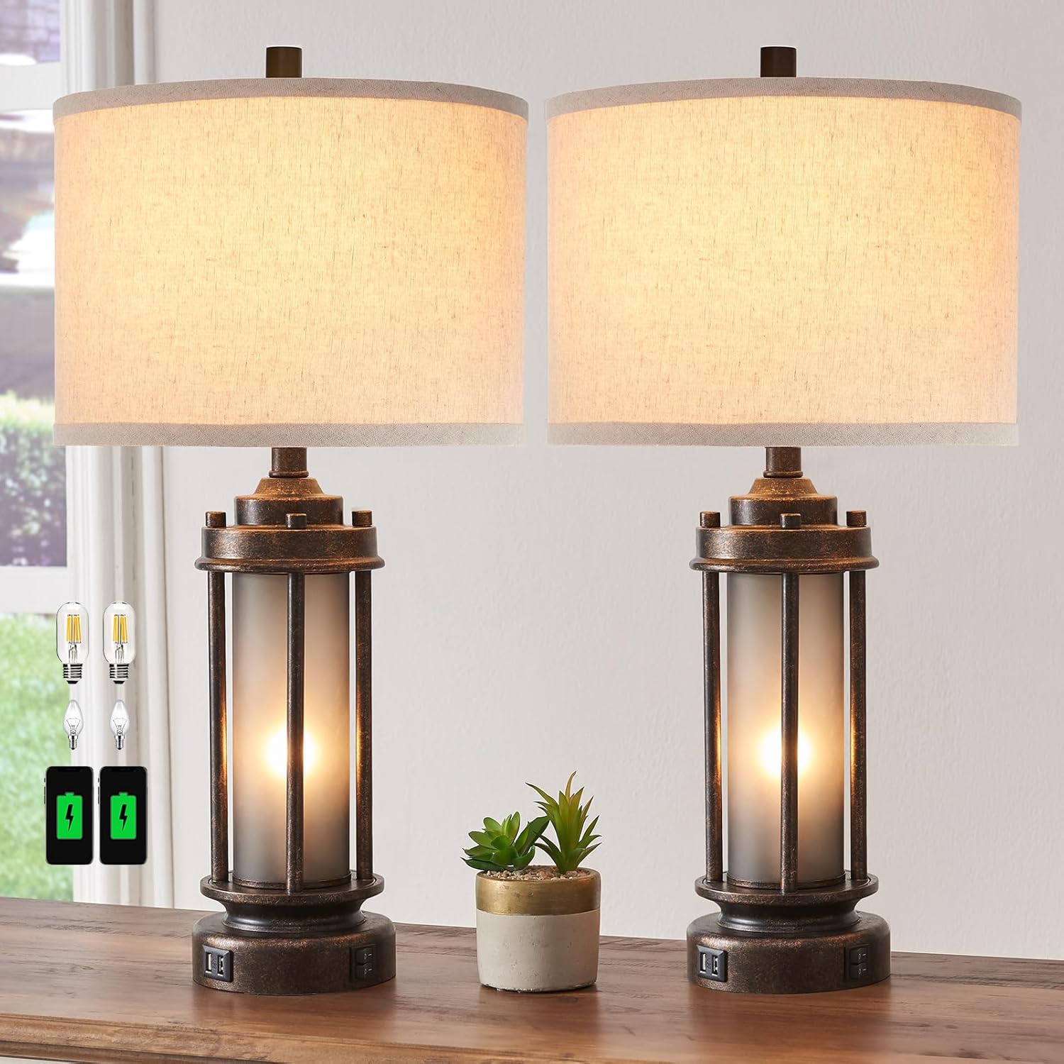 Solar Lamp - Oturma Odası için USB Şarj Portlu