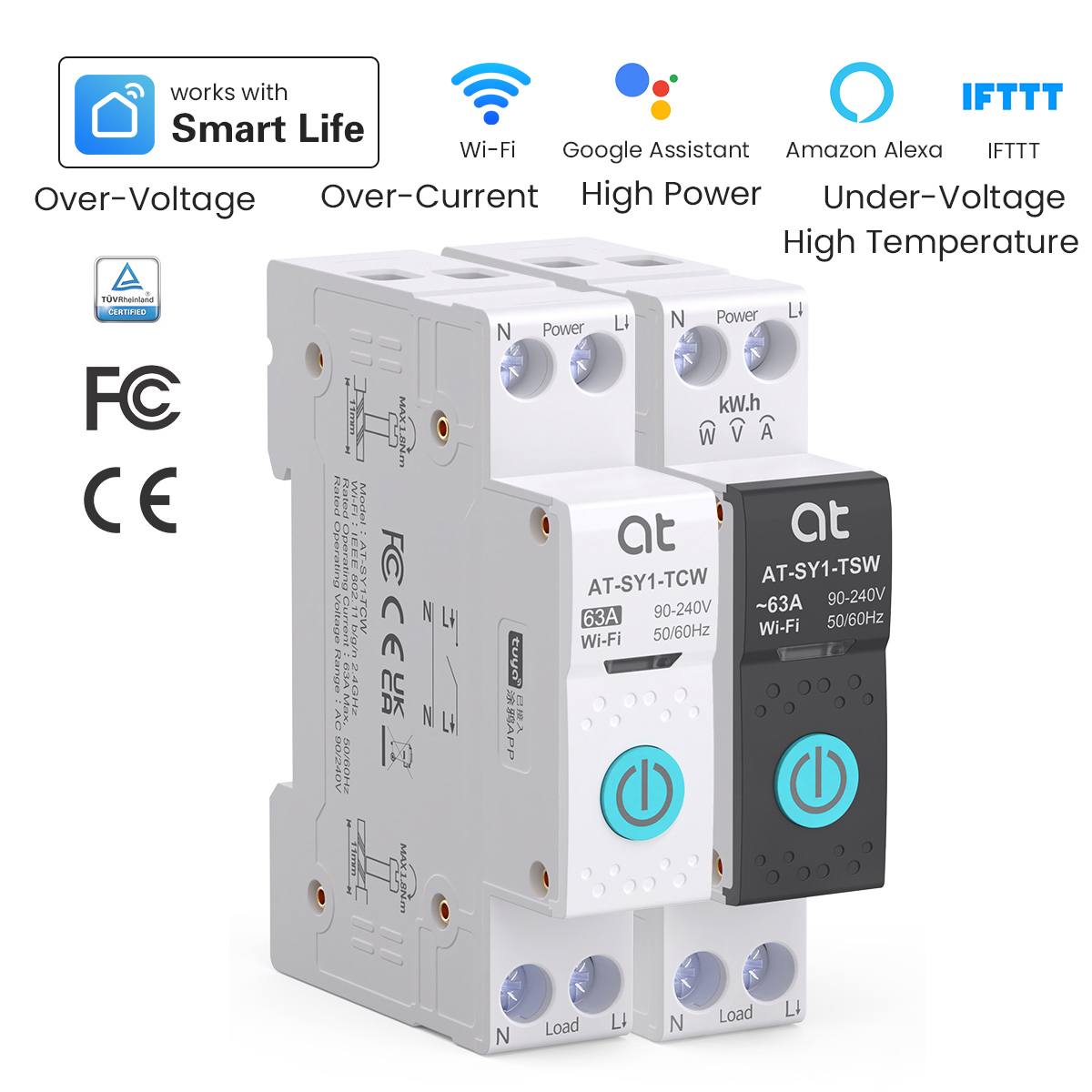 Energy Monitor Meter - Tuya WiFi Akıllı Şalter 1P+N 63A