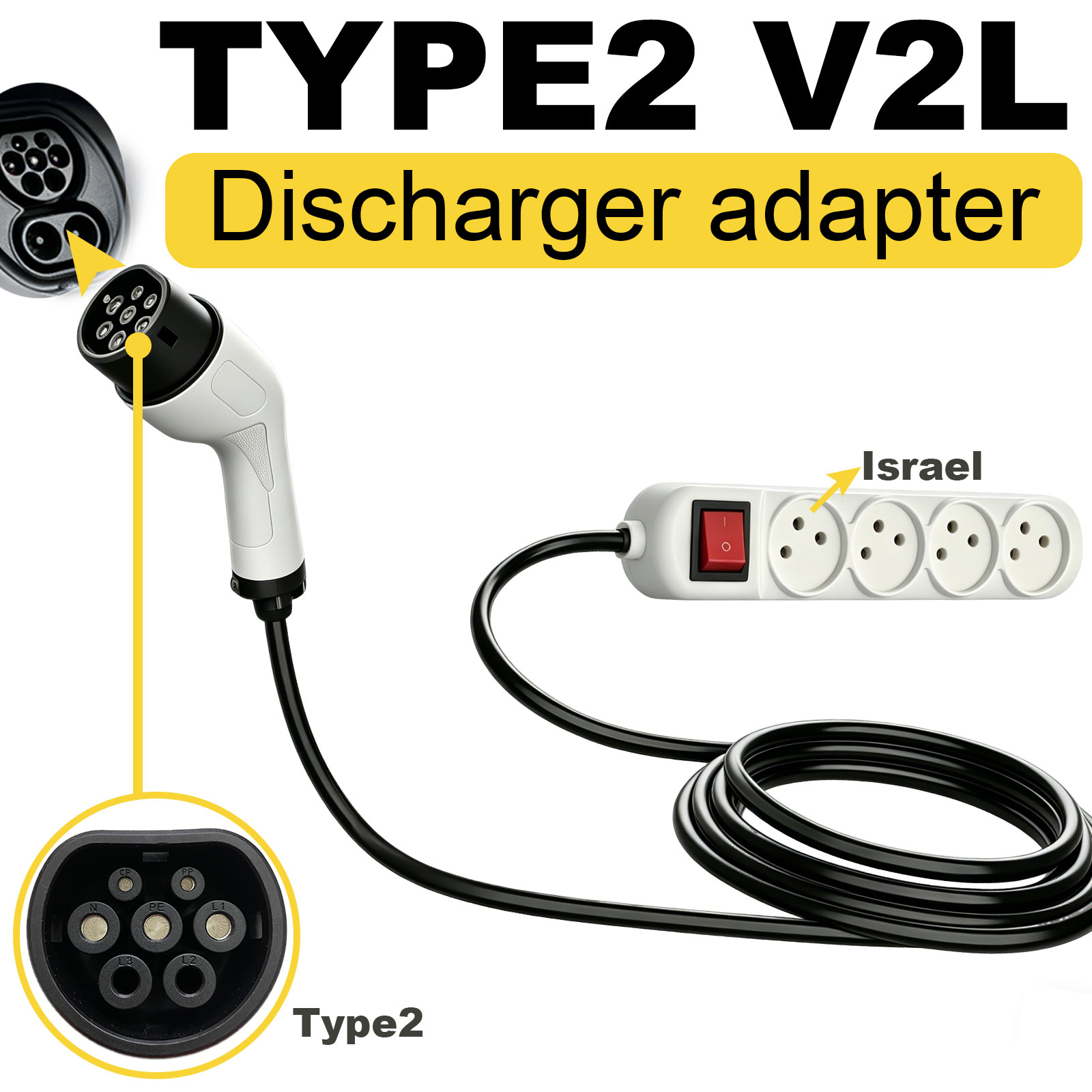 Outdoor Power Station - Tip2 V2L Deşarj Adaptörü İsrail Prizi