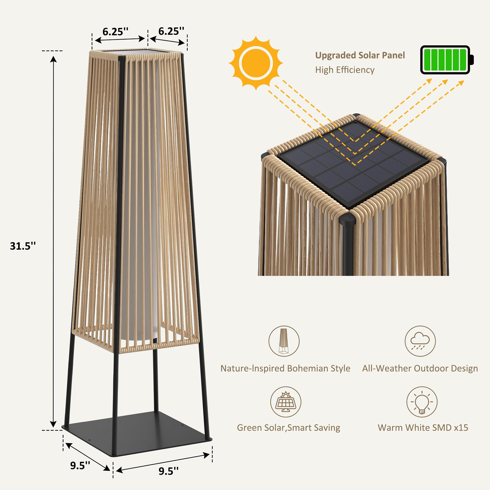 Solar Rattan Dış Mekan Ayaklı  - Solar Lamp incelemesi ve fiyatı